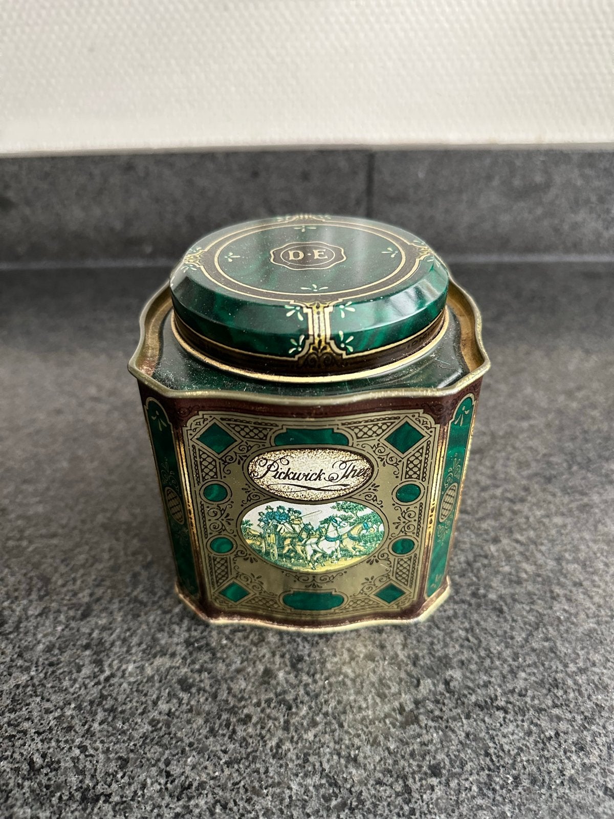 Vintage Douwe Egberts Pickwick Theeblik - Groen, Ophalen of Verzenden