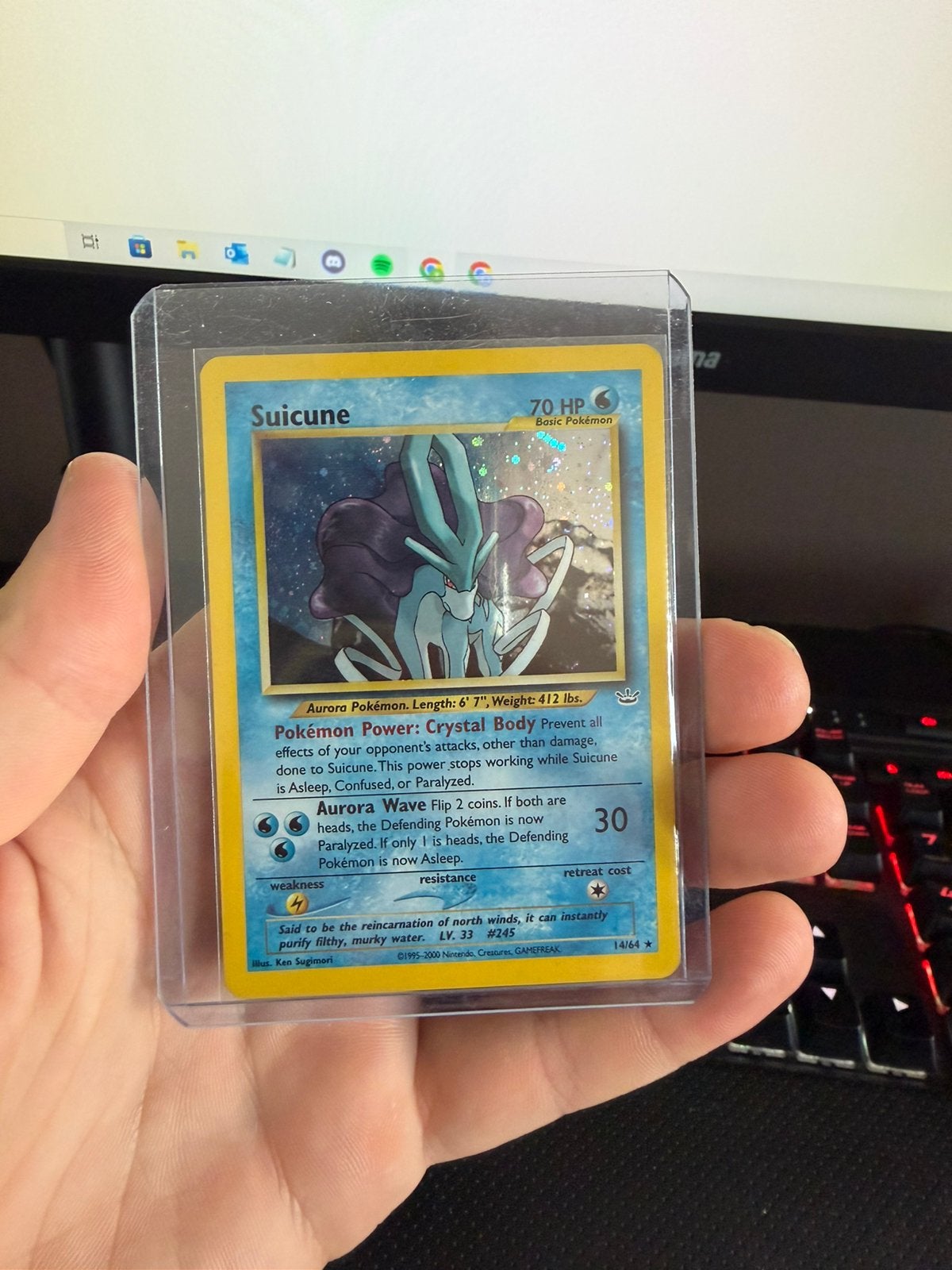 Pokemon Suicune 14/64, Ophalen of Verzenden, Zo goed als nieuw, Losse kaart, Foil