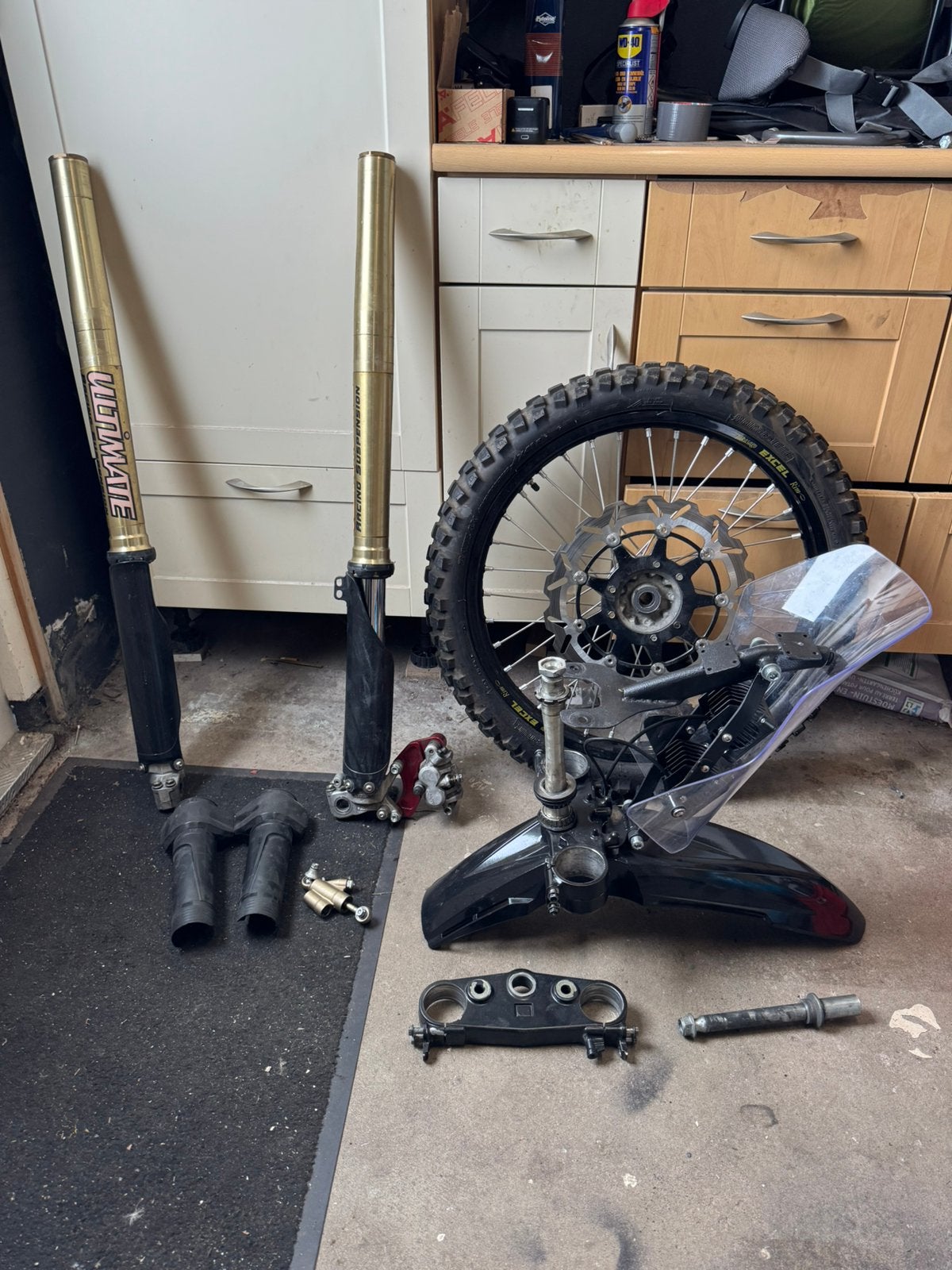 Honda CRF450 voorvork  + voorwiel en rally tower, Ophalen of Verzenden