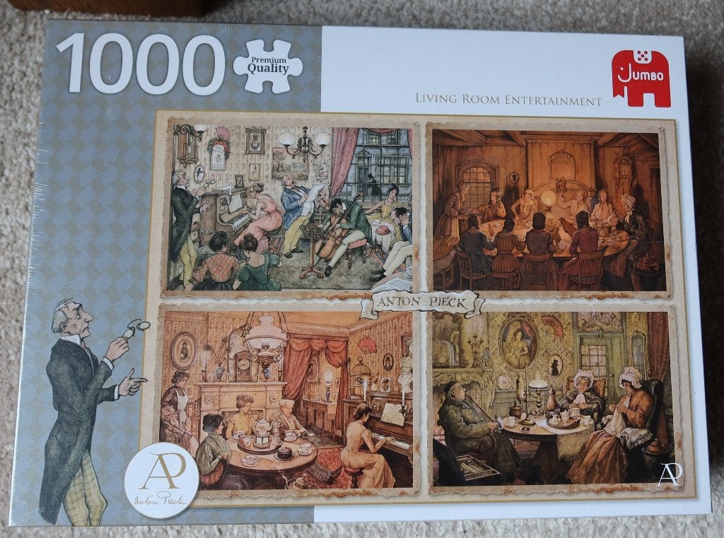 Legpuzzel Jumbo –1000 stukjes-Anton Pieck–Vermaak woonkamer, Ophalen of Verzenden, 500 t/m 1500 stukjes, Nieuw, Legpuzzel