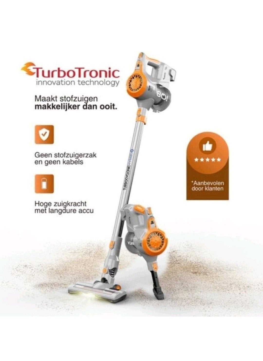 Goedwerkende snoerloze steelstofzuiger Turbotronic iQ8, Ophalen of Verzenden