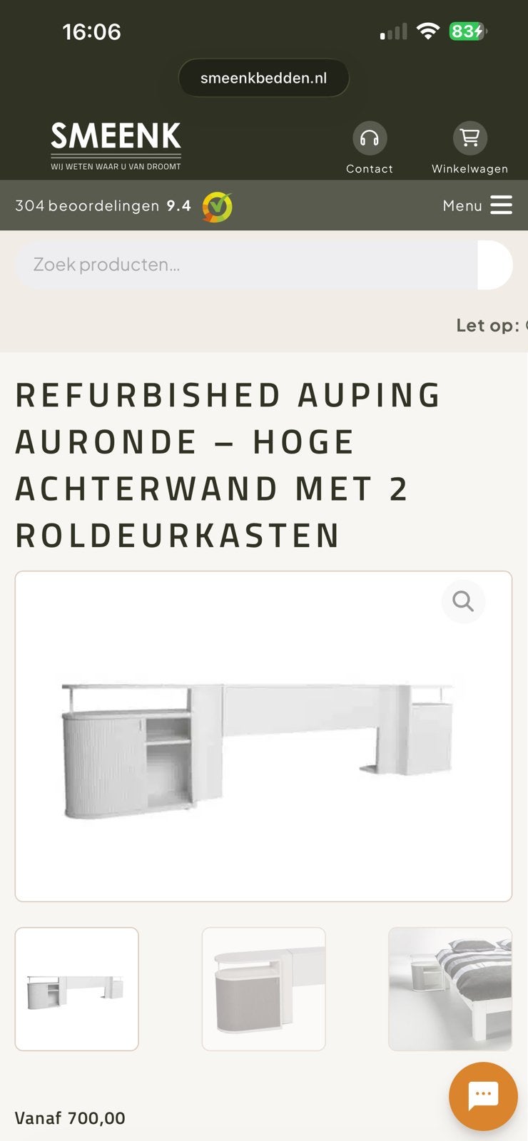 Auping auronde achterwand / nachtkastjes, Ophalen, Gebruikt, Tweepersoons, 180 cm