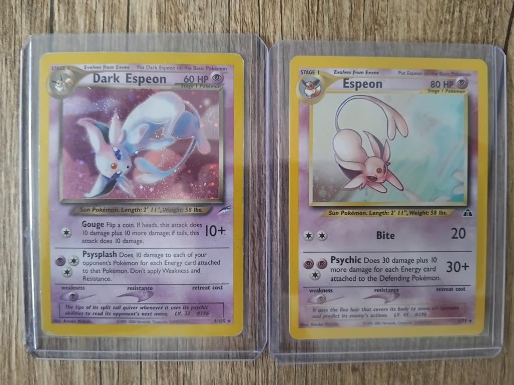 Pokémon Kaarten: Dark Espeon & Espeon (Wizards of the Coast), Hobby en Vrije tijd, Verzamelkaartspellen | Pokémon, Ophalen of Verzenden