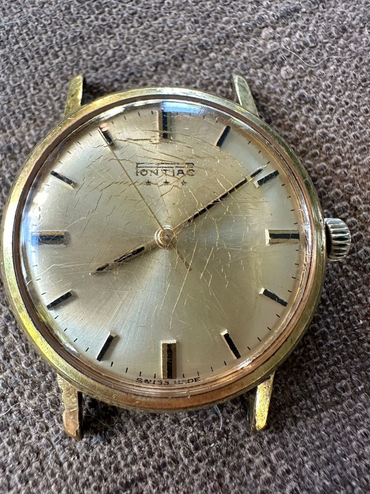 Vintage Pontiac verguld herenhorloge, Sieraden, Tassen en Uiterlijk, Horloges | Antiek, Overige merken, Verzenden, Verguld, 1960 of later
