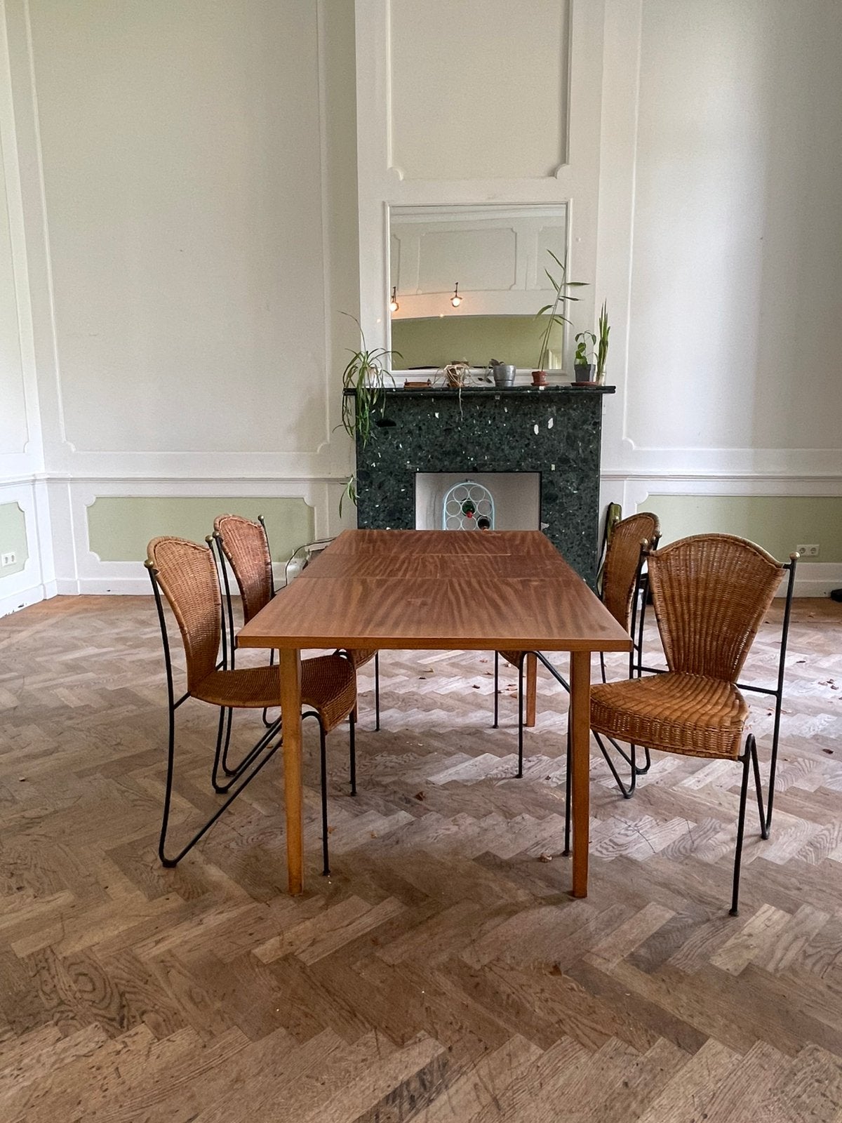 Stevige rieten stoelen, Huis en Inrichting, Stoelen, Ophalen, Bruin, Zo goed als nieuw, Metaal