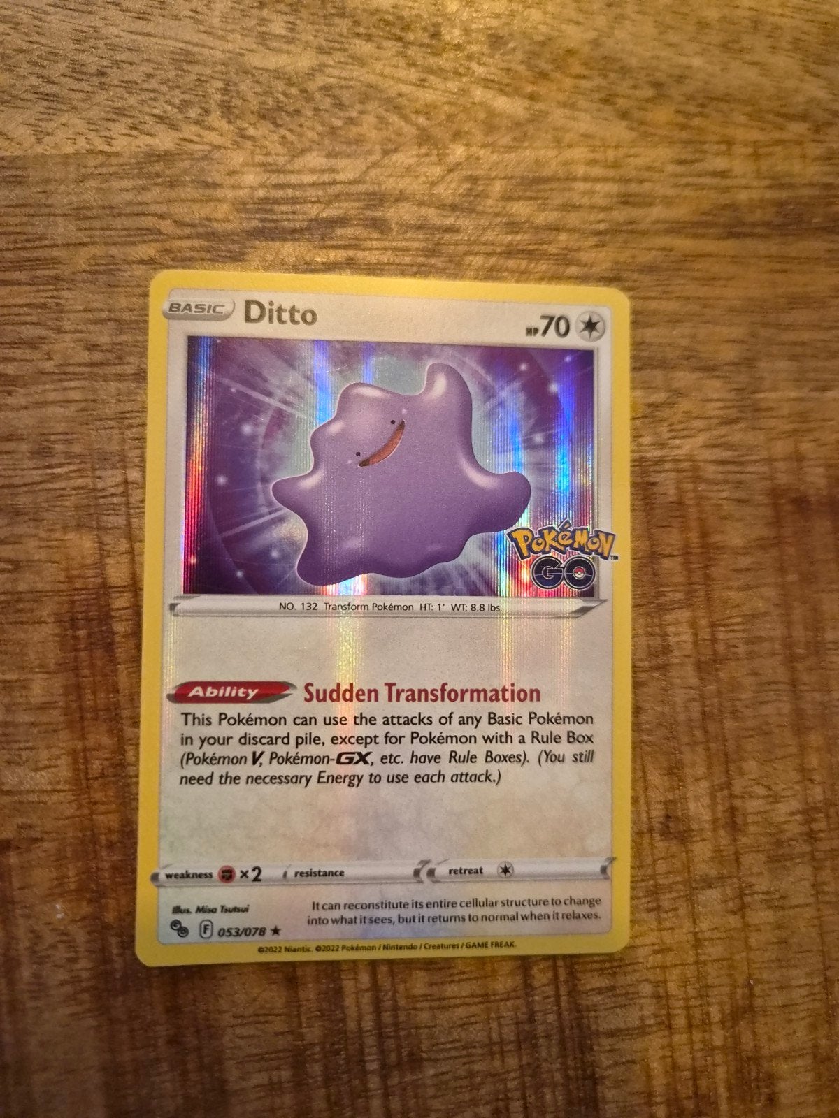 Pokémon Go Ditto Holo kaart, Ophalen of Verzenden, Zo goed als nieuw, Losse kaart, Foil