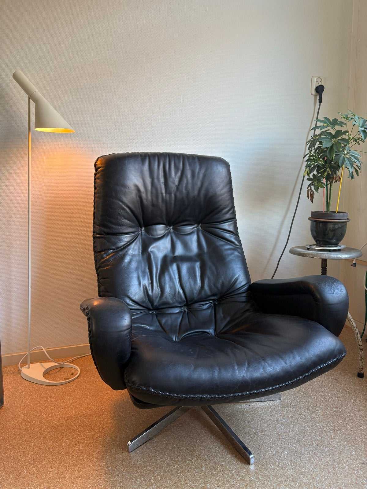 Vintage De Sede S 231 Lounge Chair/ draai fauteuil, zwart, Huis en Inrichting, Ophalen, Gebruikt, Vintage 60s, 75 tot 100 cm