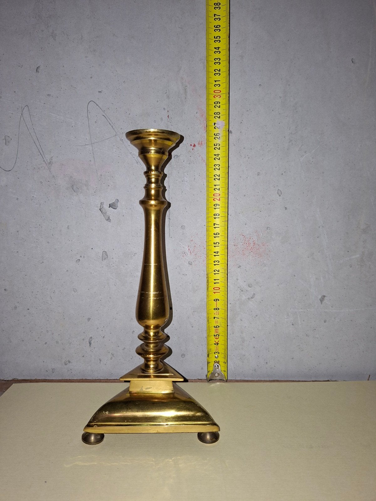 Antieke koperen kandelaar, ca. 38 cm hoog, Antiek en Kunst, Antiek | Kandelaars, Ophalen of Verzenden