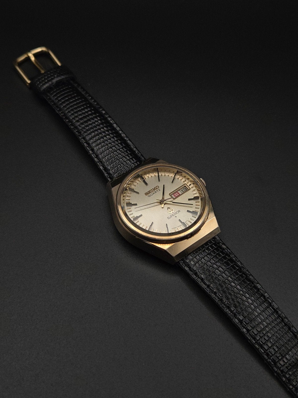 Vintage Seiko Quartz Superior Horloge - Goudkleurig, Ophalen of Verzenden, Polshorloge, Seiko
