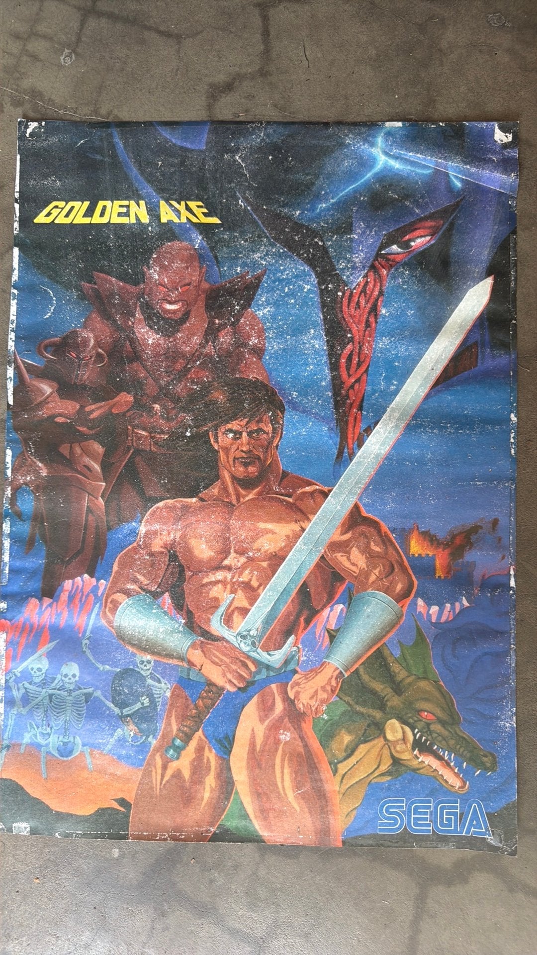 Originele sega golden Axa poster uit 1989, Ophalen, Gebruikt, A1 t/m A3, Film en Tv