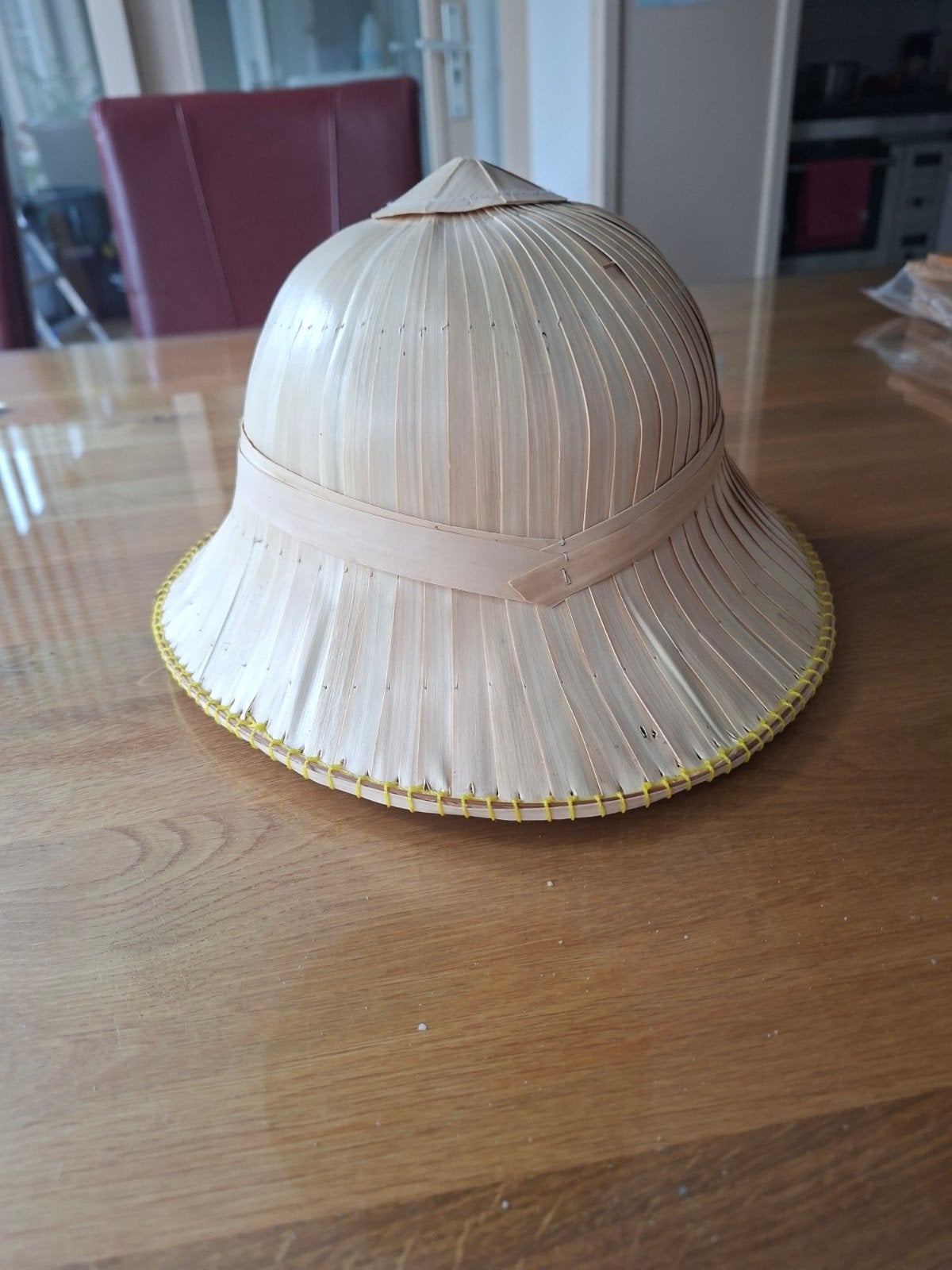 Vintage bamboe hoed - Tropische stijl, Hoed, One size fits all, Ophalen of Verzenden, Onbekend