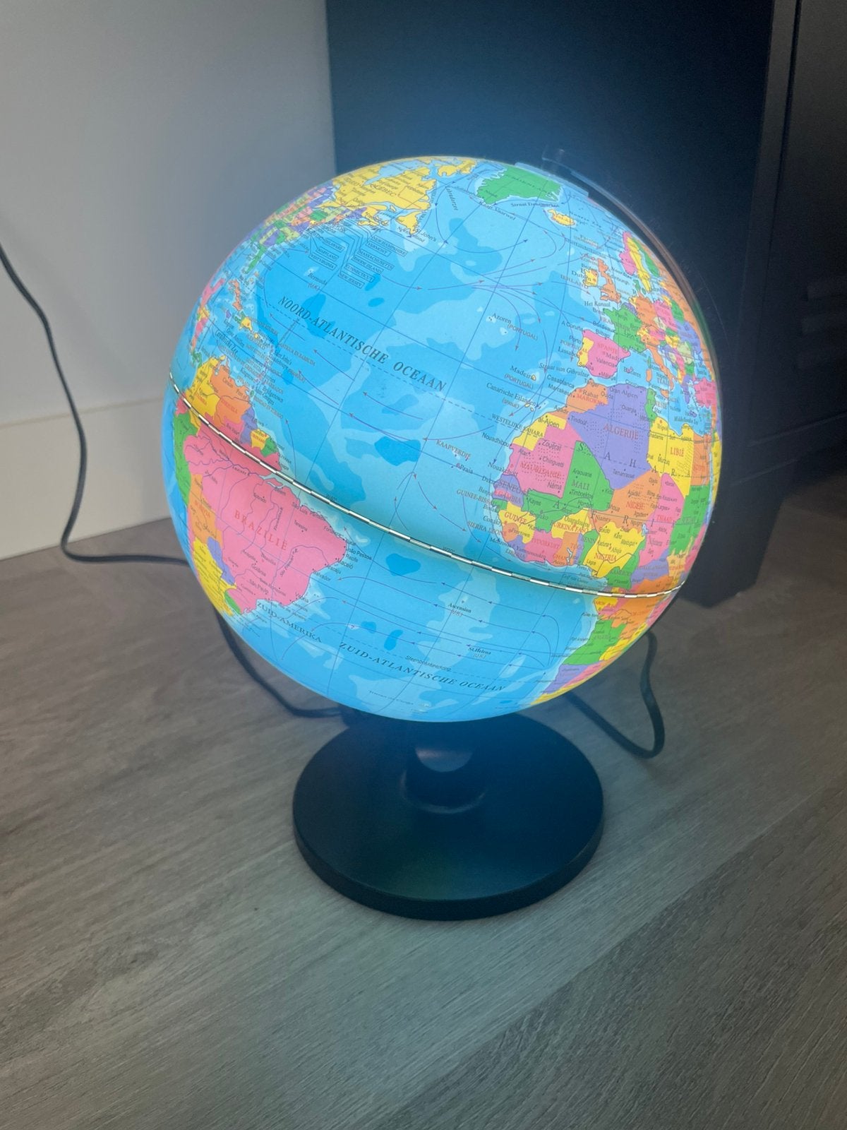 Wereldbol met verlichting, Ophalen, 27 cm, Draaibaar, Kunststof