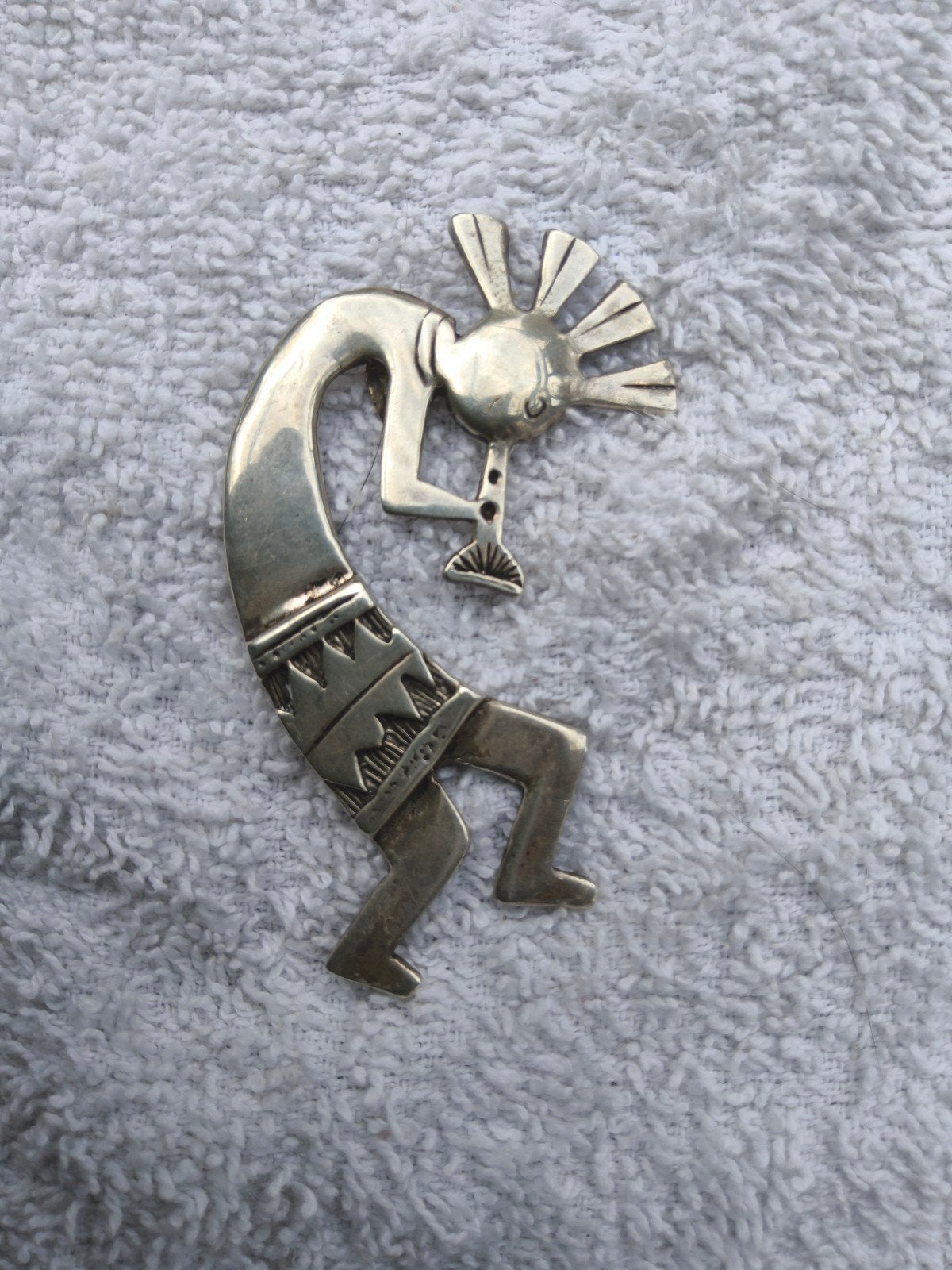 Originele Navajo Zilveren Fluitspeler Hanger/Broche, Ophalen of Verzenden