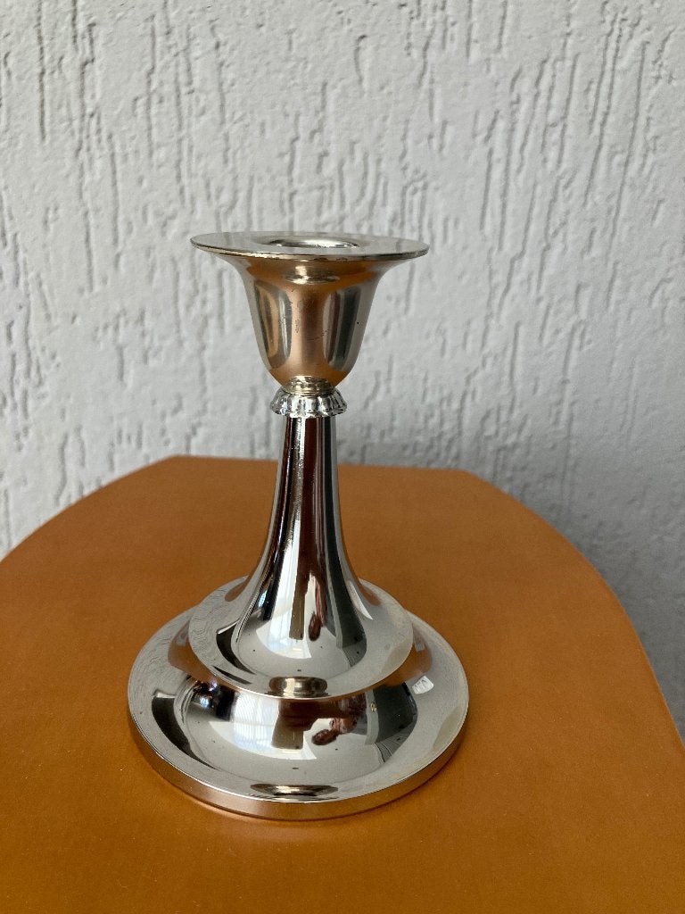 Verzilverde Kandelaar met Klassieke Trompetvorm, Ophalen of Verzenden, Overige materialen