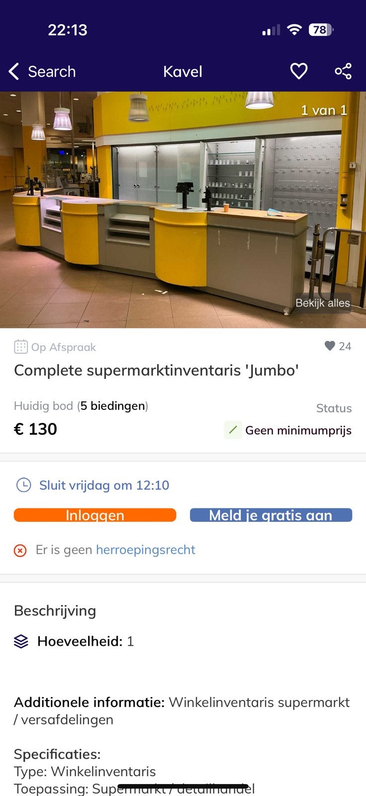 Complete supermarkt inventaris  ‘Jumbo’, Jumbo, Ophalen