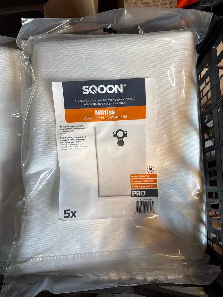 SQOON Stofzuigerzakken Nilfisk Attix 33/44 - VHS 40/42 (5x), Ophalen of Verzenden, Nieuw