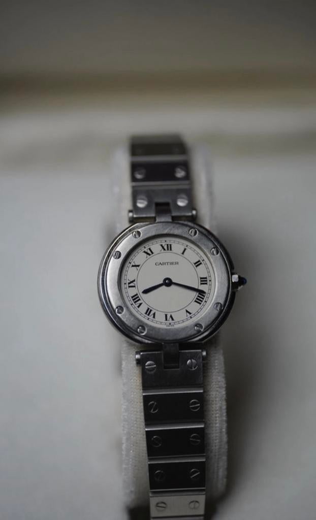 Cartier santos ronde, Ophalen of Verzenden, Zo goed als nieuw, Staal, Overige merken