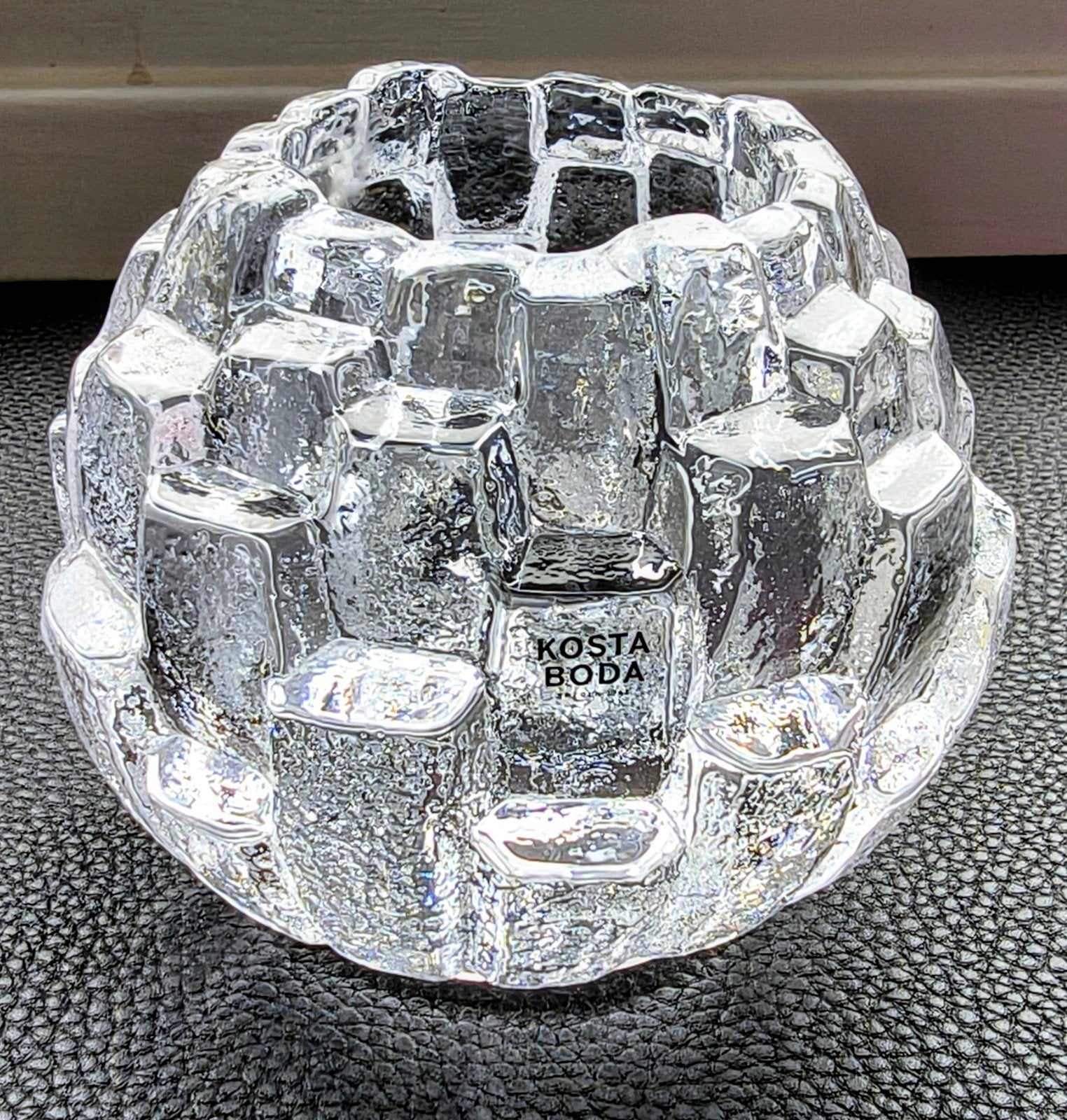 Kosta Boda Igloo waxinelichthouder, structuurglas, ijsglas, Ophalen of Verzenden