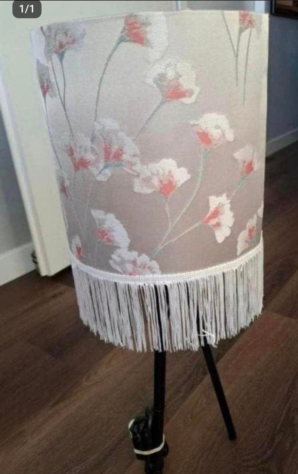 Unieke handgemaakte lampenkap met bloemenprint en franje, Ophalen of Verzenden