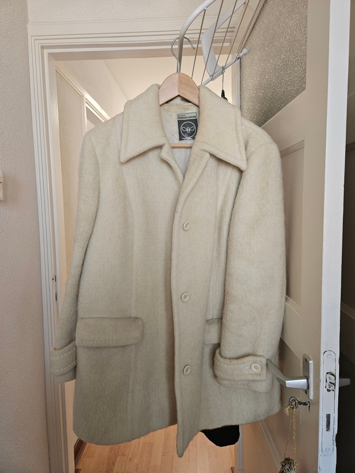 Vintage Modell Hummelsheim Wollen Jas - Crème, Maat 38/40 (M), Modell Hummelsheim, Beige, Ophalen of Verzenden