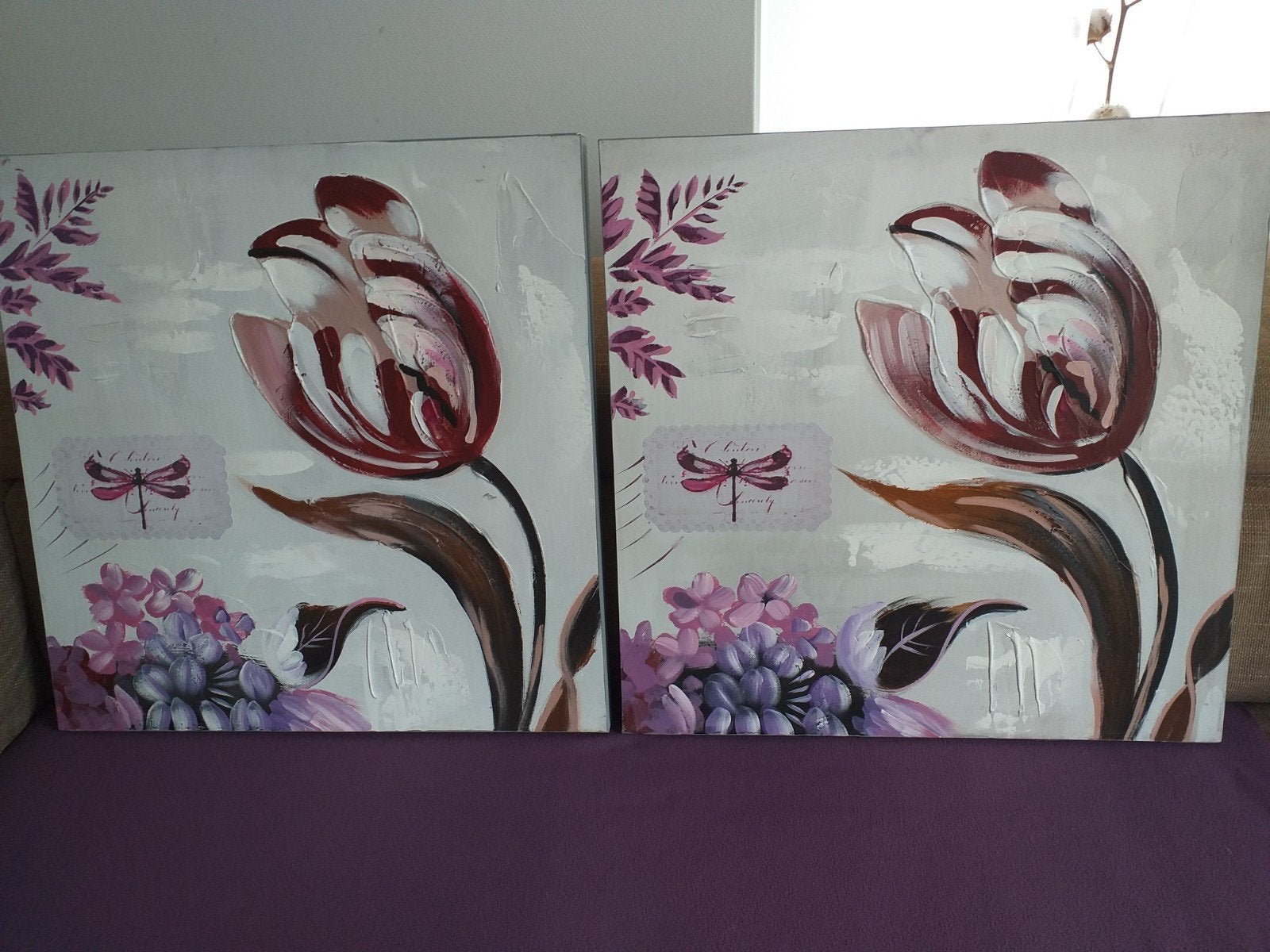 2 canvas schilderijen 58 X 58 cm, Ophalen
