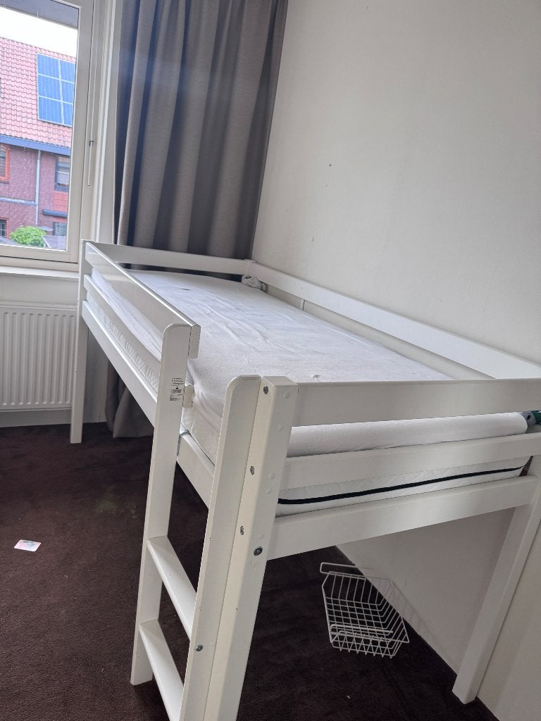 Gratis! Bed half hoogslaper kind, Ophalen, 85 tot 100 cm, Gebruikt, 180 cm of meer
