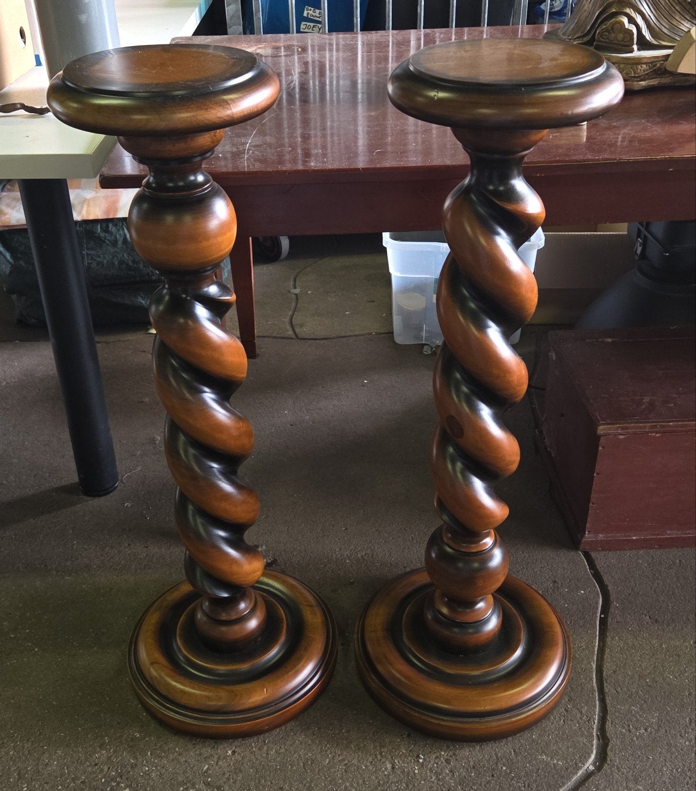 set houten piedestals zuilen plantenstandaard, Huis en Inrichting, Woonaccessoires | Zuilen en Pilaren, Ophalen, Gebruikt, X, X