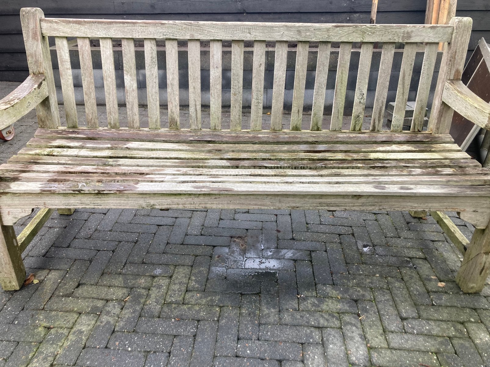 Teak houten tuinbank, Ophalen, Gebruikt, Teakhout