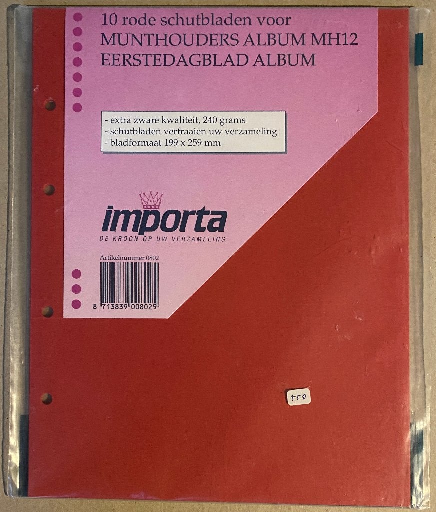 Importa 10 rode schutbladen voor diverse munten/postz albums, Ophalen of Verzenden, Verzamelmap
