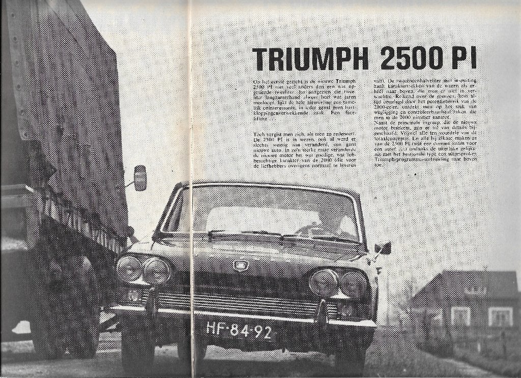 Roadtest TRIUMPH 2500 PI / 2500PI, Autovisie 1969., Nieuw, Ophalen of Verzenden, Overige merken, Autovisie