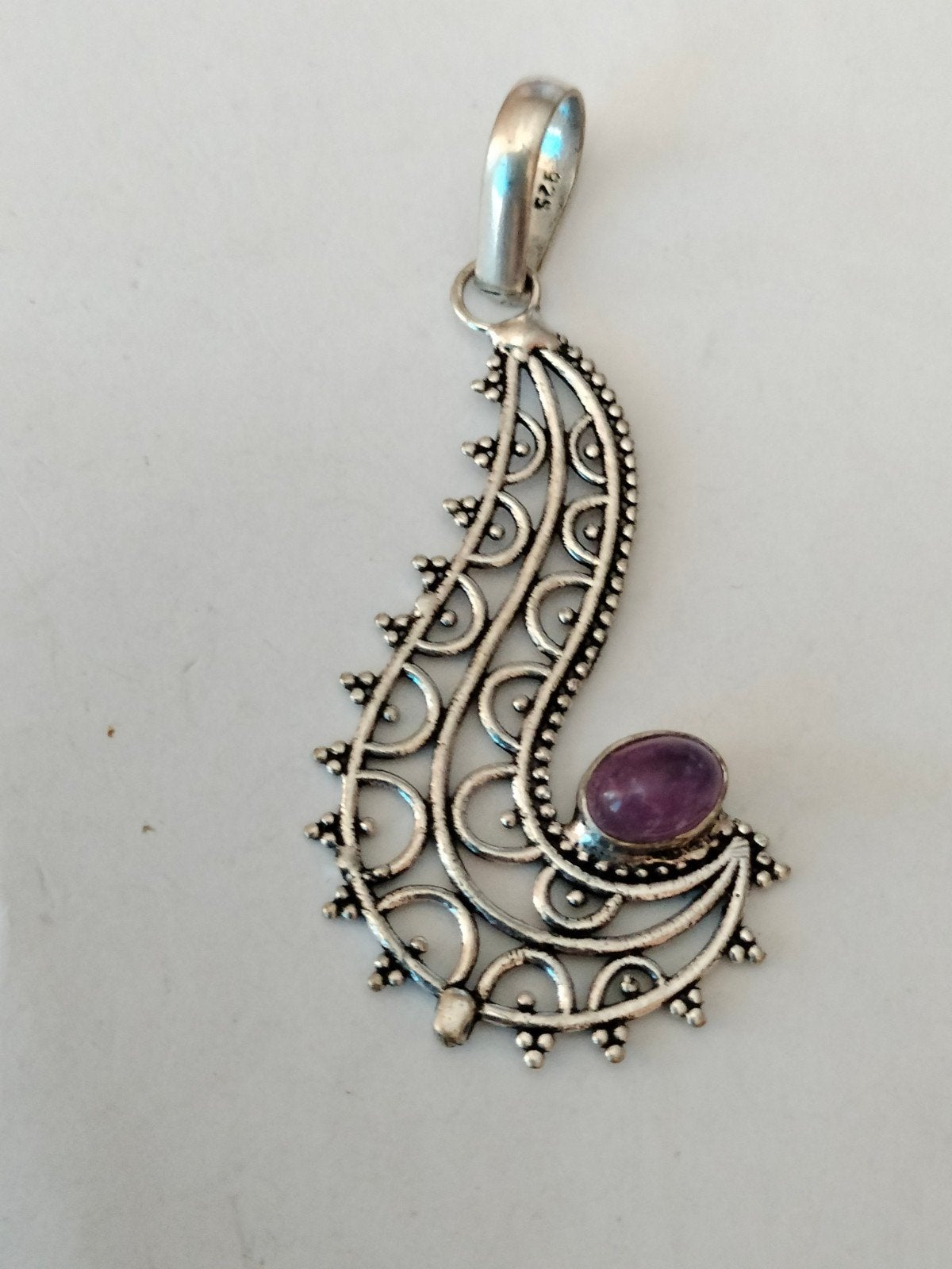 Zilveren hanger met paars amethist, Overige voorstellingen, Verzenden, Paars, Nieuw