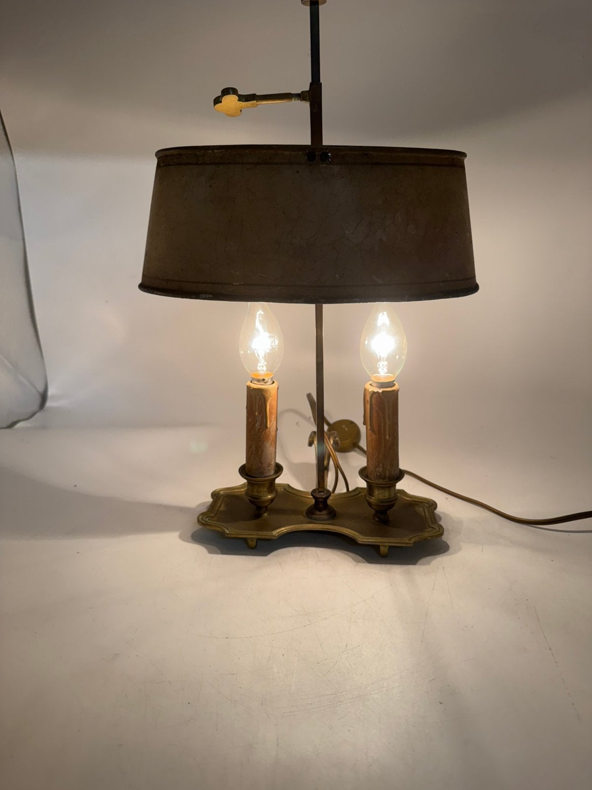 Antieke Franse Bouillotte Lamp Messing met Verstelbare Kap, Antiek en Kunst, Ophalen of Verzenden