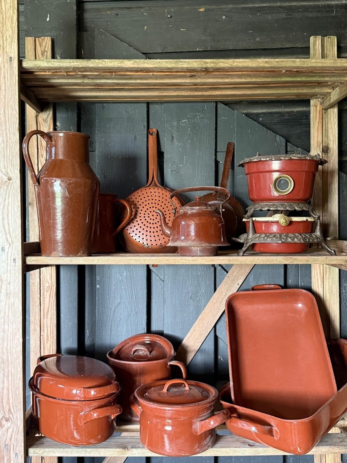 Oud geëmailleerd keuken schalen en pannen., Ophalen of Verzenden