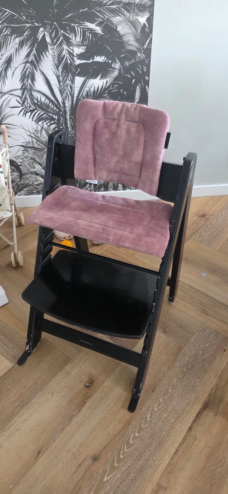 Kidsmill meegroeistoel met bekleding (mauve) en dienblad, Ophalen, Gebruikt, Meegroeistoel, Afneembaar eetblad