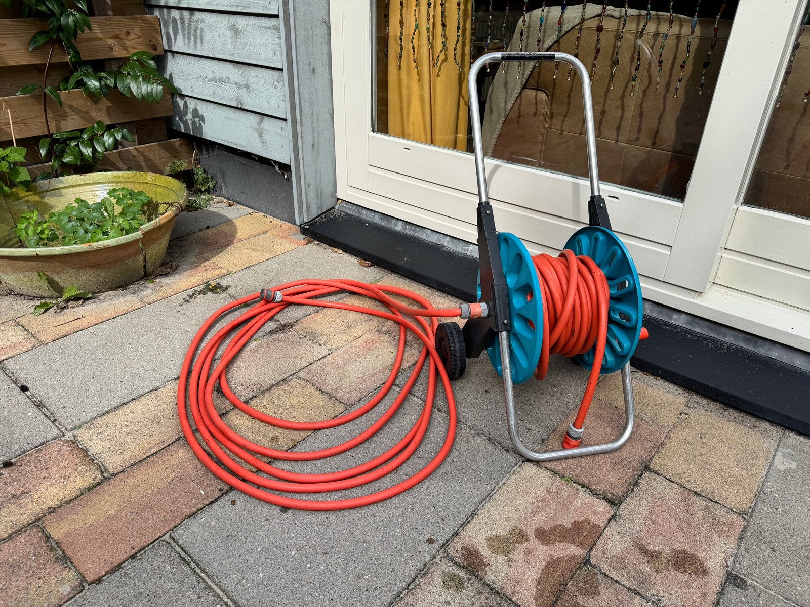 Tuinslang haspel Gardena ruim 24 meter slang, Tuin en Terras, Ophalen, Gebruikt