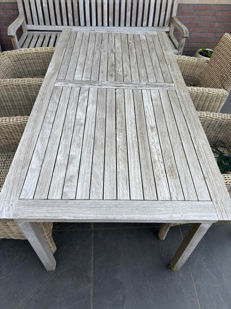Teak tuintafel 180x90cm, Ophalen, Gebruikt, Rechthoekig, Teakhout