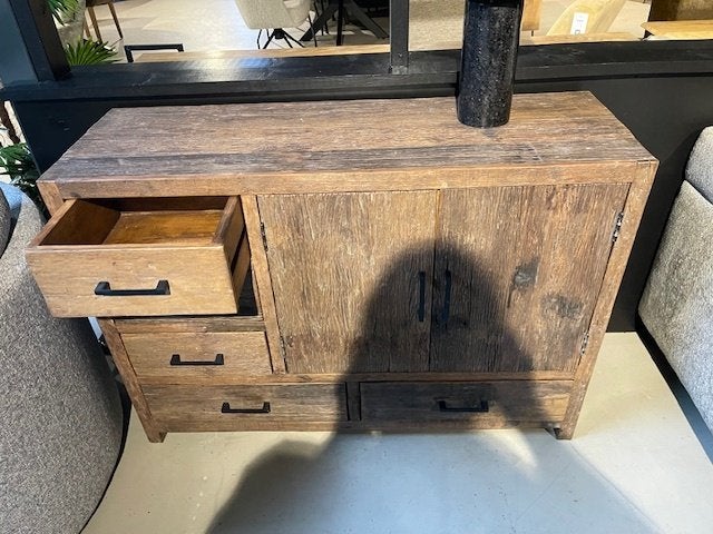 Dressoir oud hout 120 *5 lade+ 2 deuren voor de laagsteprijs, 100 tot 150 cm, 5 laden of meer, Verzenden, Nieuw