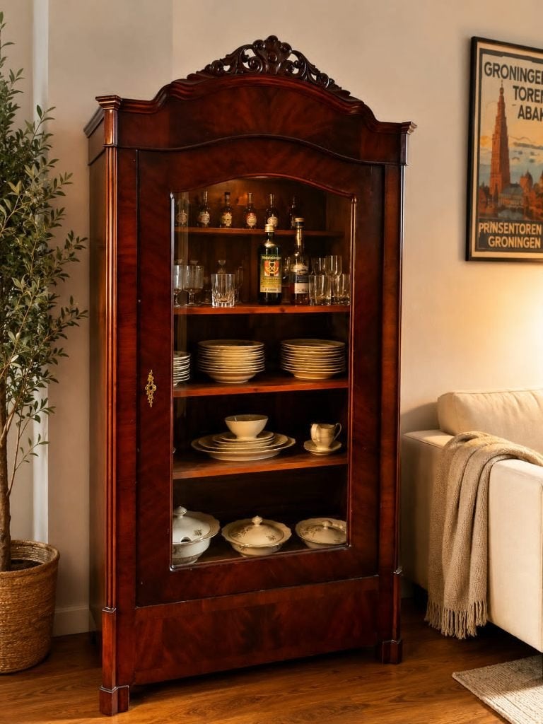 één deurs vitrine kast eind 19 e eeuw, Ophalen