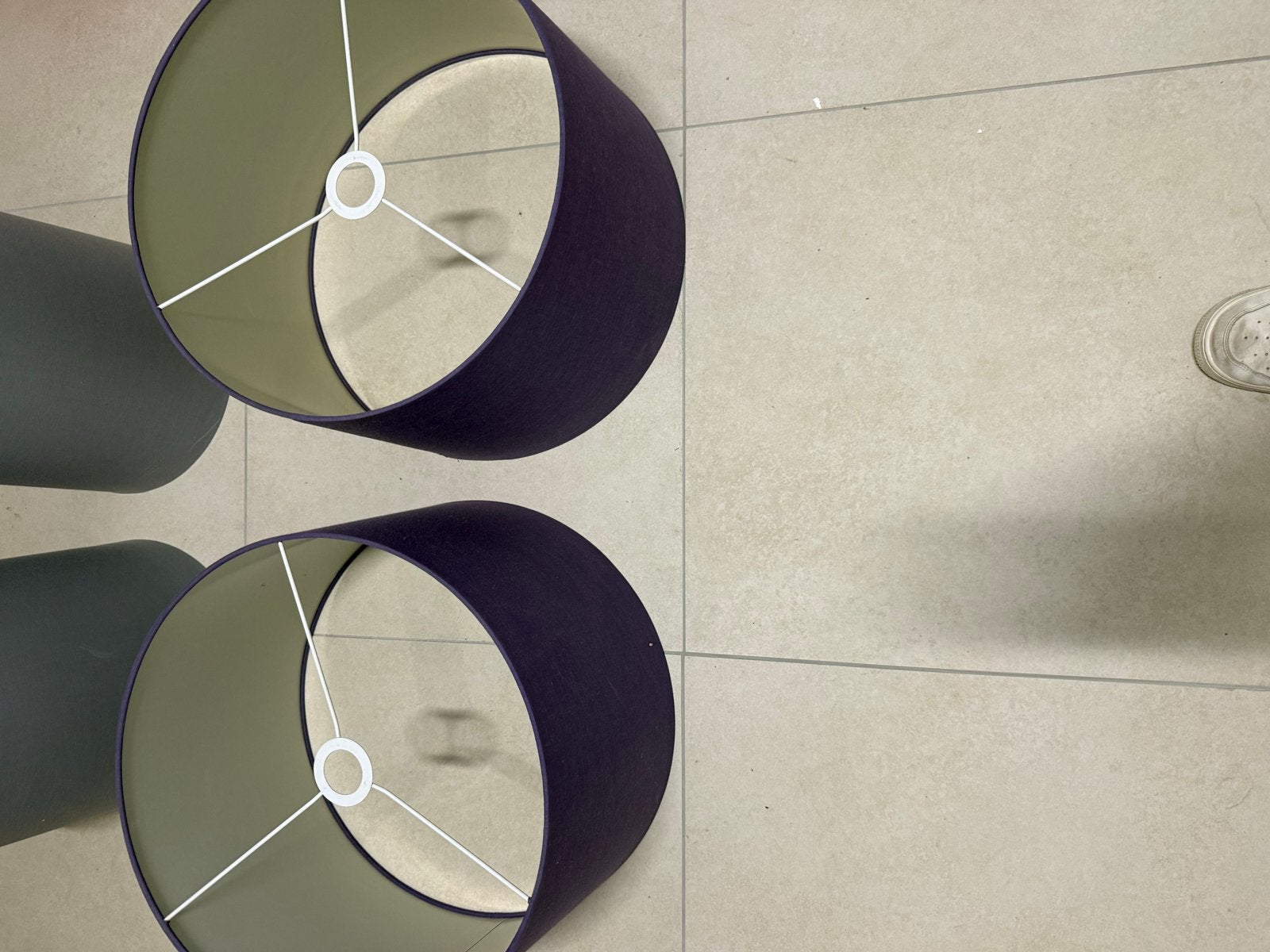 Set van 4 lampenkappen (2 paars, 2 grijs), Huis en Inrichting, Lampen | Lampenkappen, Ophalen, Rond, Zo goed als nieuw, Textiel