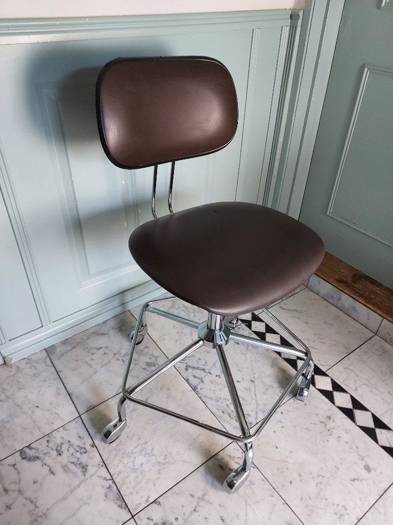 Egon Eiermann vintage design bureaustoel, Huis en Inrichting, Ophalen, Gebruikt, Bruin, Bureaustoel