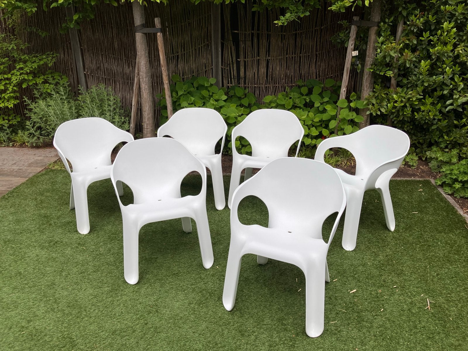 Set van 6 witte Magis Easy Chair (Jerszy Seymour), Ophalen, Gebruikt, Kunststof