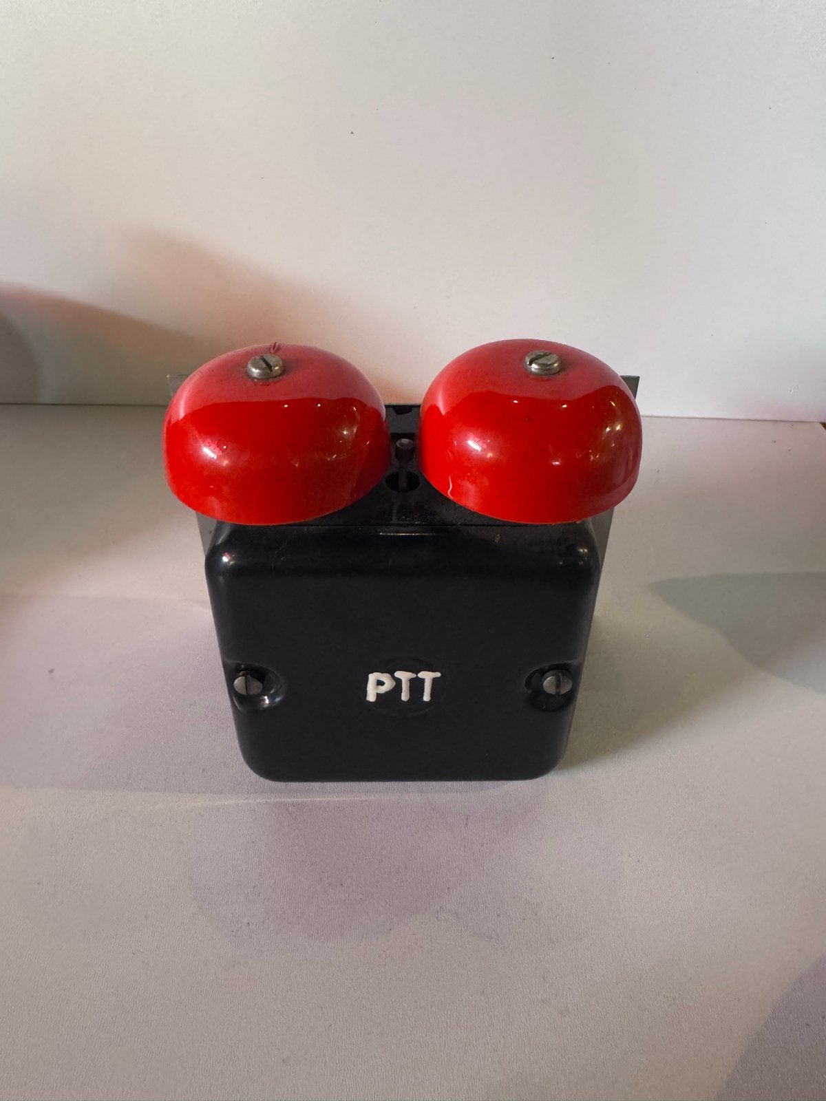 Vintage PTT deurbel met dubbele rode bellen, Ophalen of Verzenden