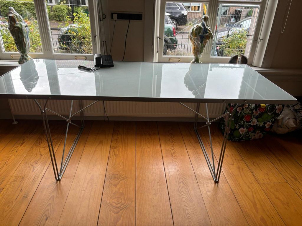 2x IKEA Moment design tafel / bureau - Niels Gammelgaard, Ophalen, Gebruikt, 100 tot 150 cm, Glas