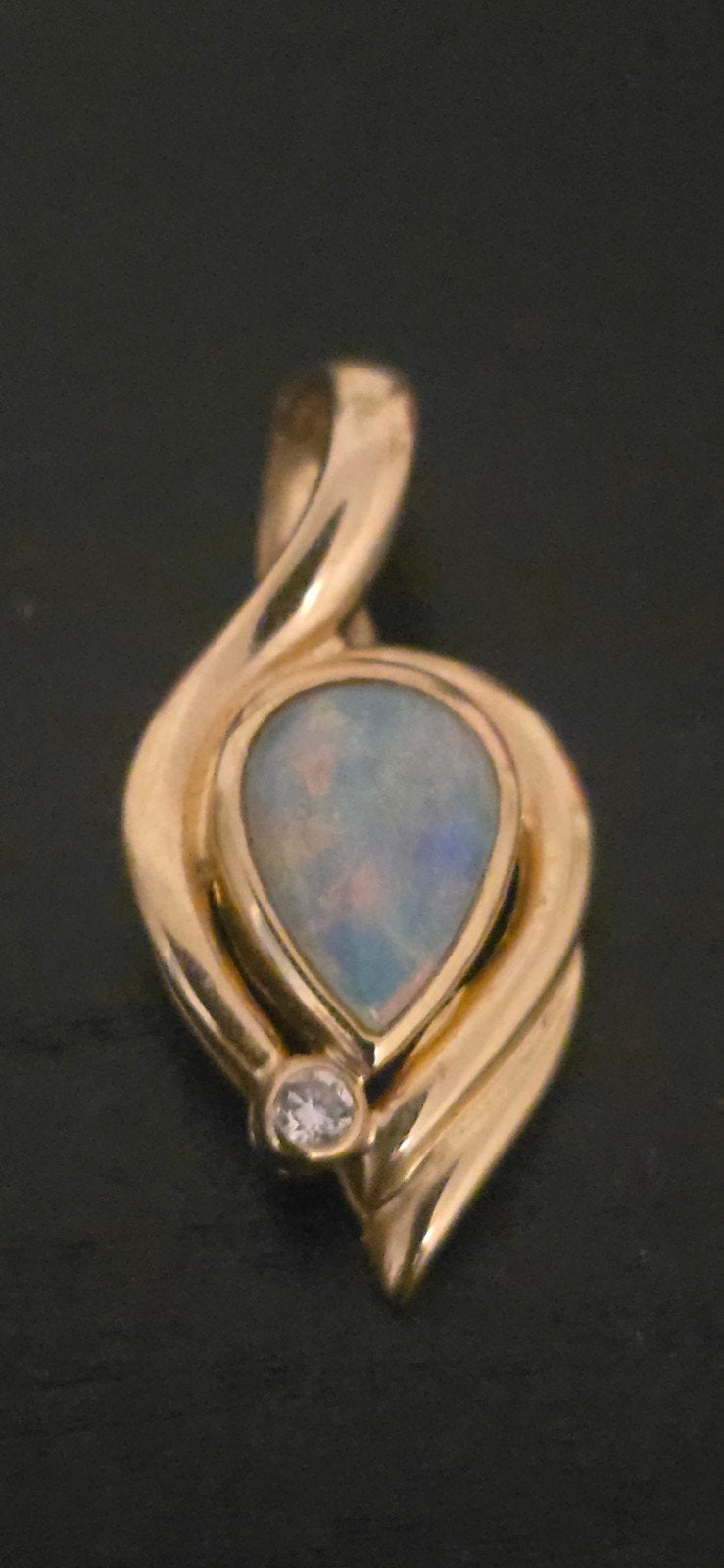Gouden hanger opaal hangerr, Ophalen of Verzenden, Zo goed als nieuw, Goud, Goud