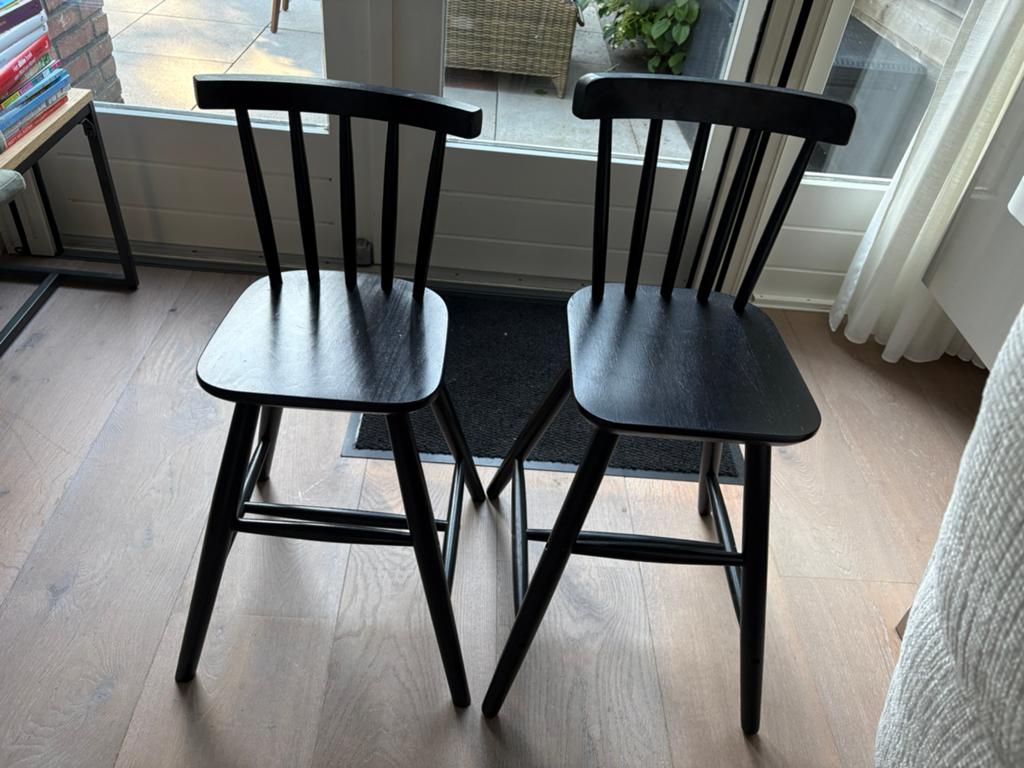 Twee zwarte kinder ‘barkruk’ stoeltjes, Ophalen, Gebruikt, Zwart, Twee