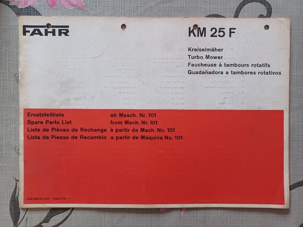 Onderdelenboek Fahr turbo maaier KM 25 F, Ophalen of Verzenden, Gelezen, Tractor en Landbouw