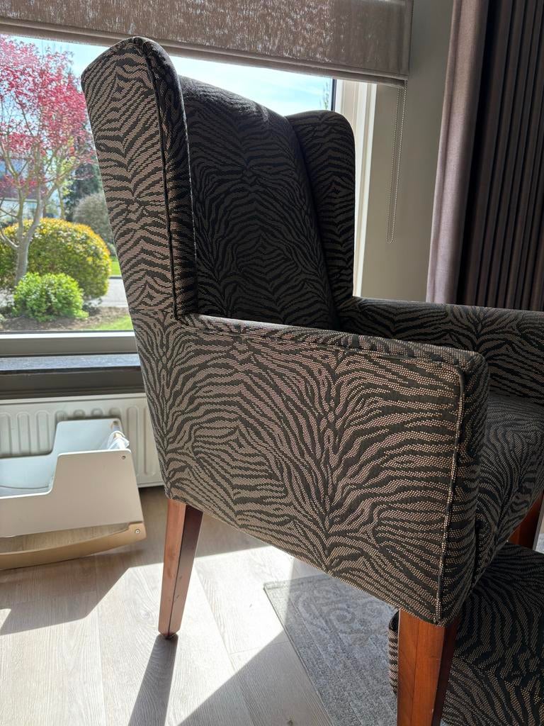 2 Stijlvolle Woonkamerstoelen met Zebraprint, Huis en Inrichting, Stoelen, Gebruikt, Twee, Overige kleuren, Ophalen of Verzenden