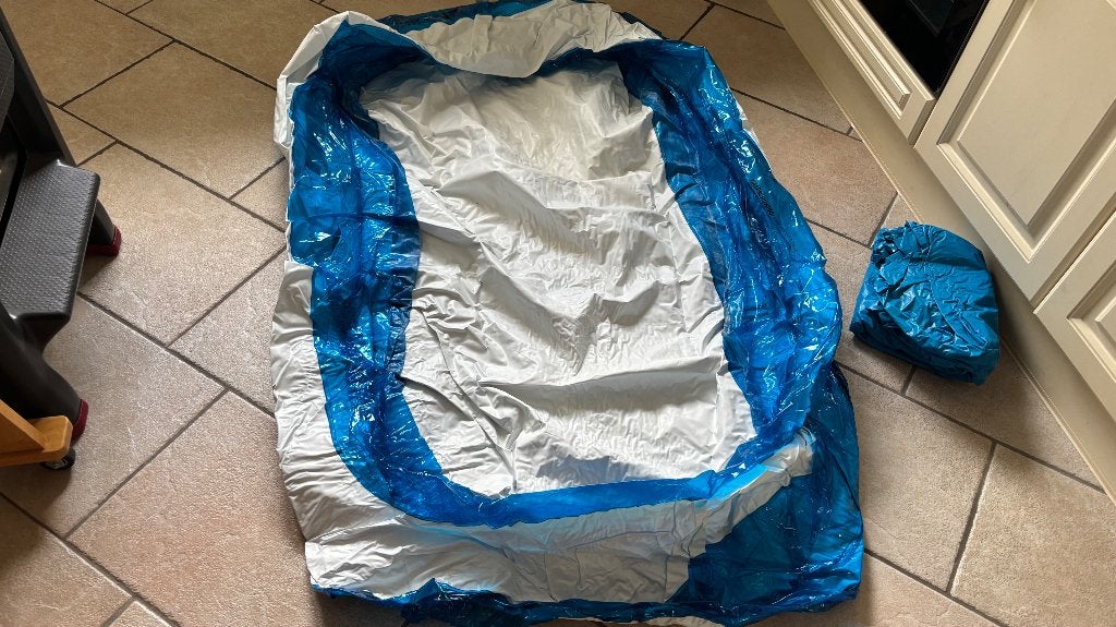 Opblaasbare zwembad +/- 200 cm met de bijbehorende afdekhoes, Tuin en Terras, Zwembaden, Gebruikt, Minder dan 80 cm, Ophalen of Verzenden