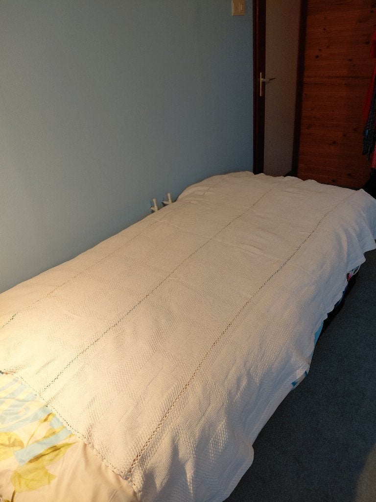 Wit vintage gehaakt sprei voor eenpersoonsbed, Huis en Inrichting, Gebruikt, Eenpersoons, Wit, Katoen