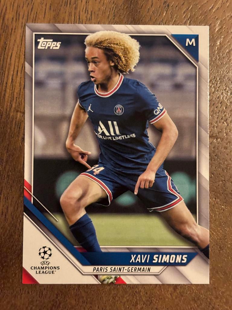 Xavi Simons Topps Champions League Kaart PSG, Ophalen of Verzenden, Nieuw, Buitenlandse clubs, Spelerskaart